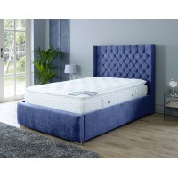 Nylasor Velvet Blue Buttoned Headboard 4ft Small Double Bed